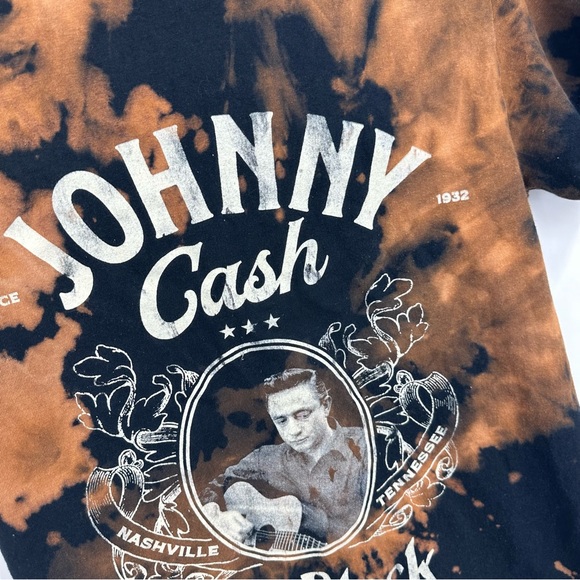 Johnny Cash Custom Bleach Splatter Short Sleeve Shirt Size Small Upcycled - Picture 4 of 8